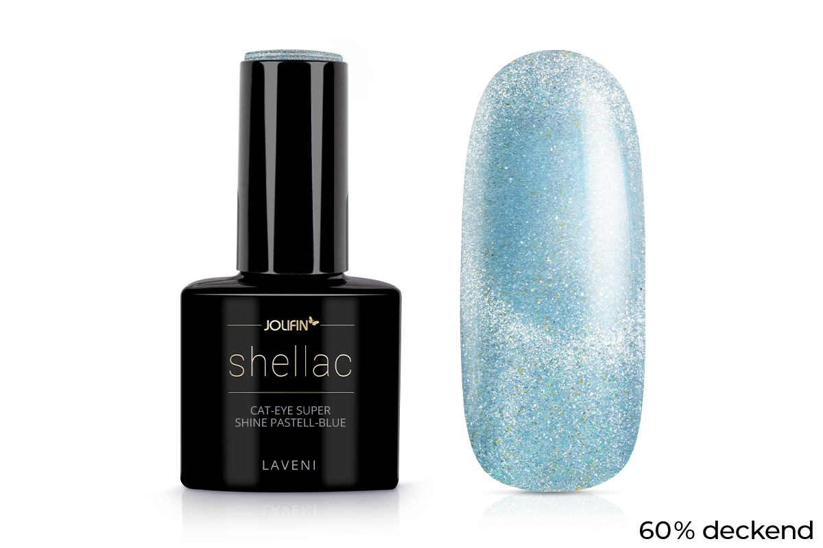 Jolifin LAVENI Shellac - Cat-Eye super shine pastell-blue 10ml