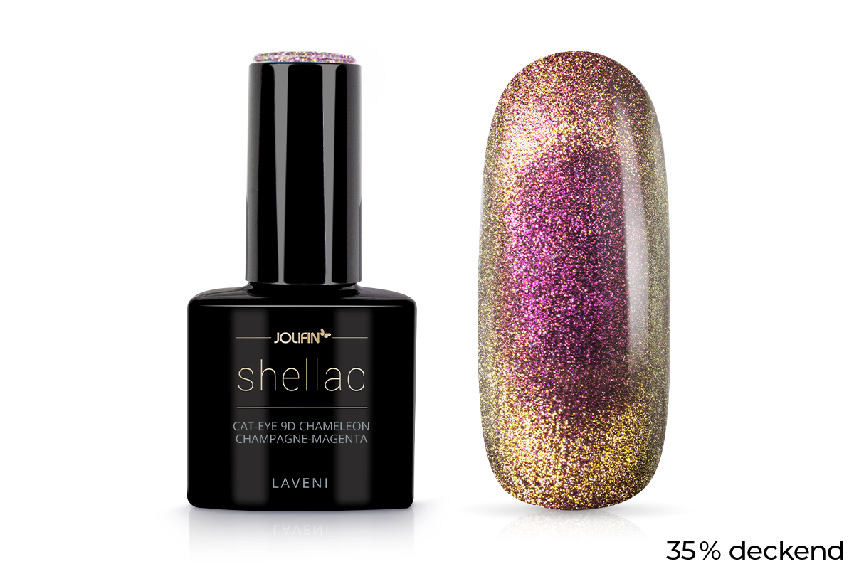 Jolifin LAVENI Shellac - Cat-Eye 9D chameleon champagne-magenta 10ml