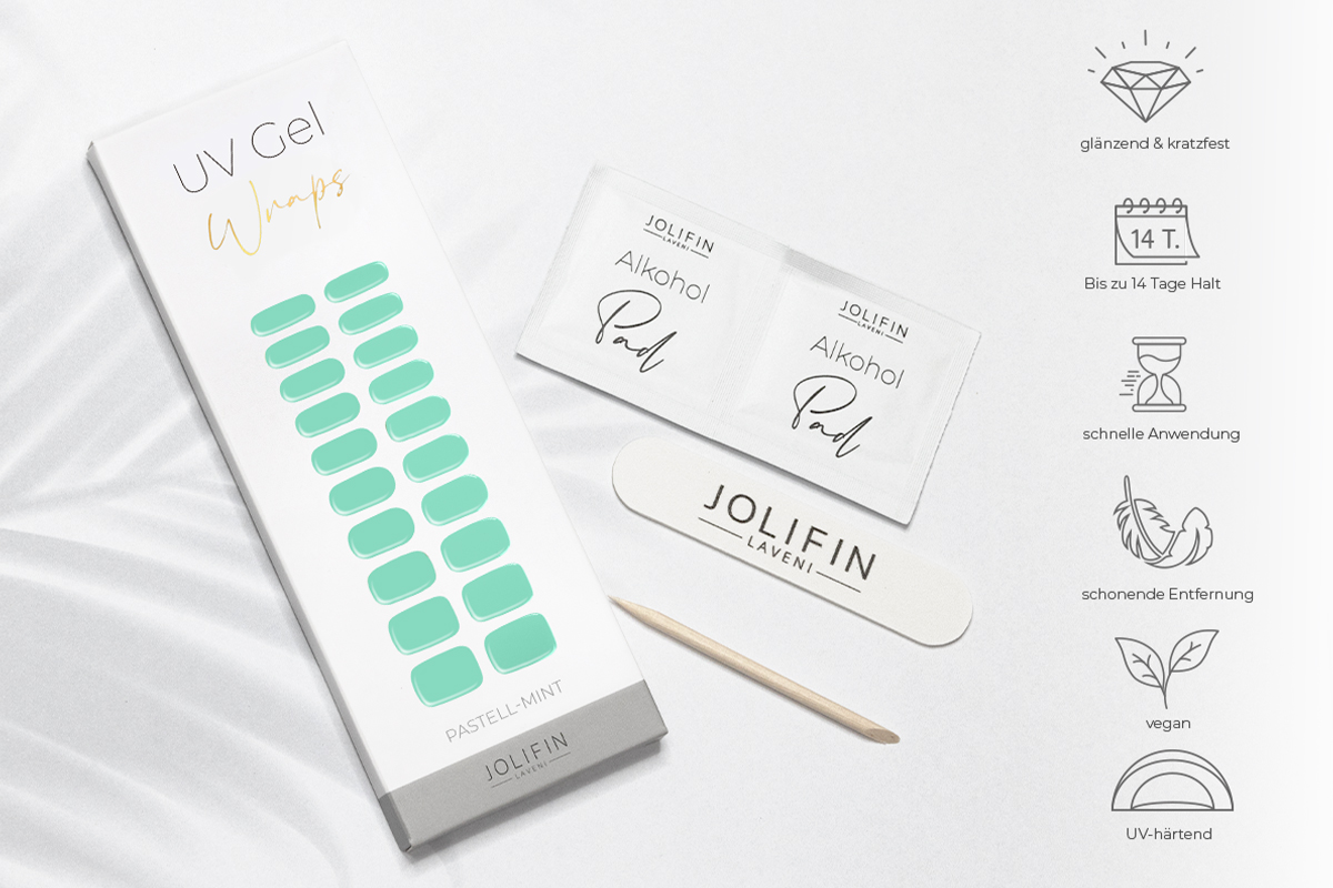 Jolifin LAVENI UV Gel-Wraps - pastell-mint