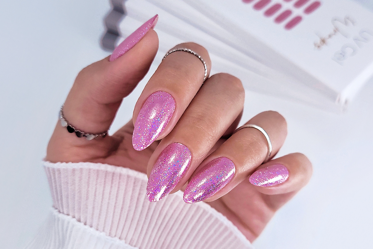 Jolifin LAVENI UV Gel-Wraps - rosé Hologramm