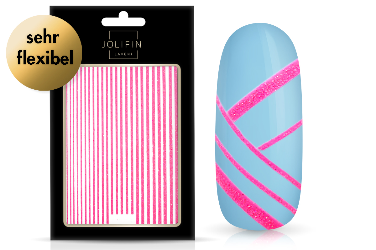 Jolifin LAVENI XL Sticker - Glitter Stripes neon pink