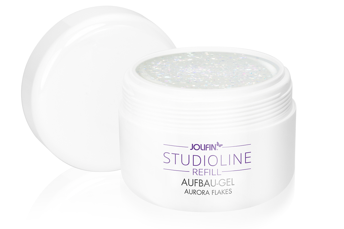 Jolifin Studioline Refill - Aufbau-Gel aurora flakes 250ml