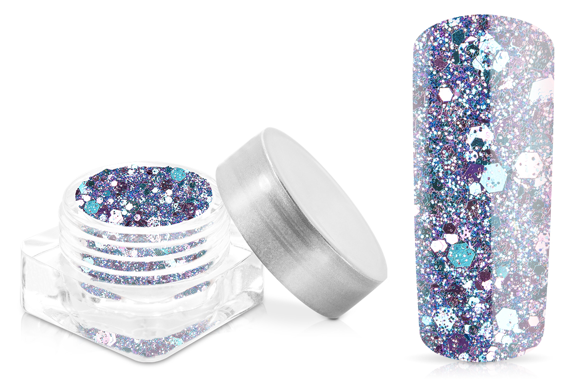 Jolifin Hexagon Glittermix purple-türkis