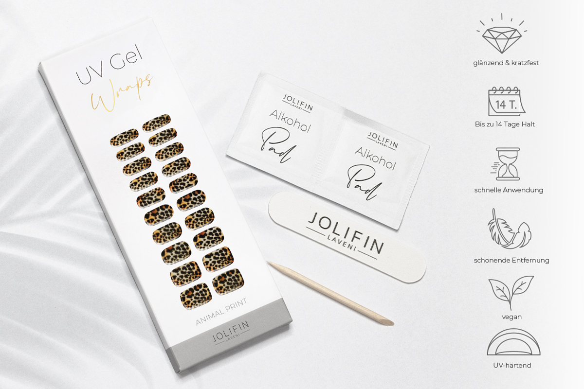 Jolifin LAVENI UV Gel-Wraps - animal print