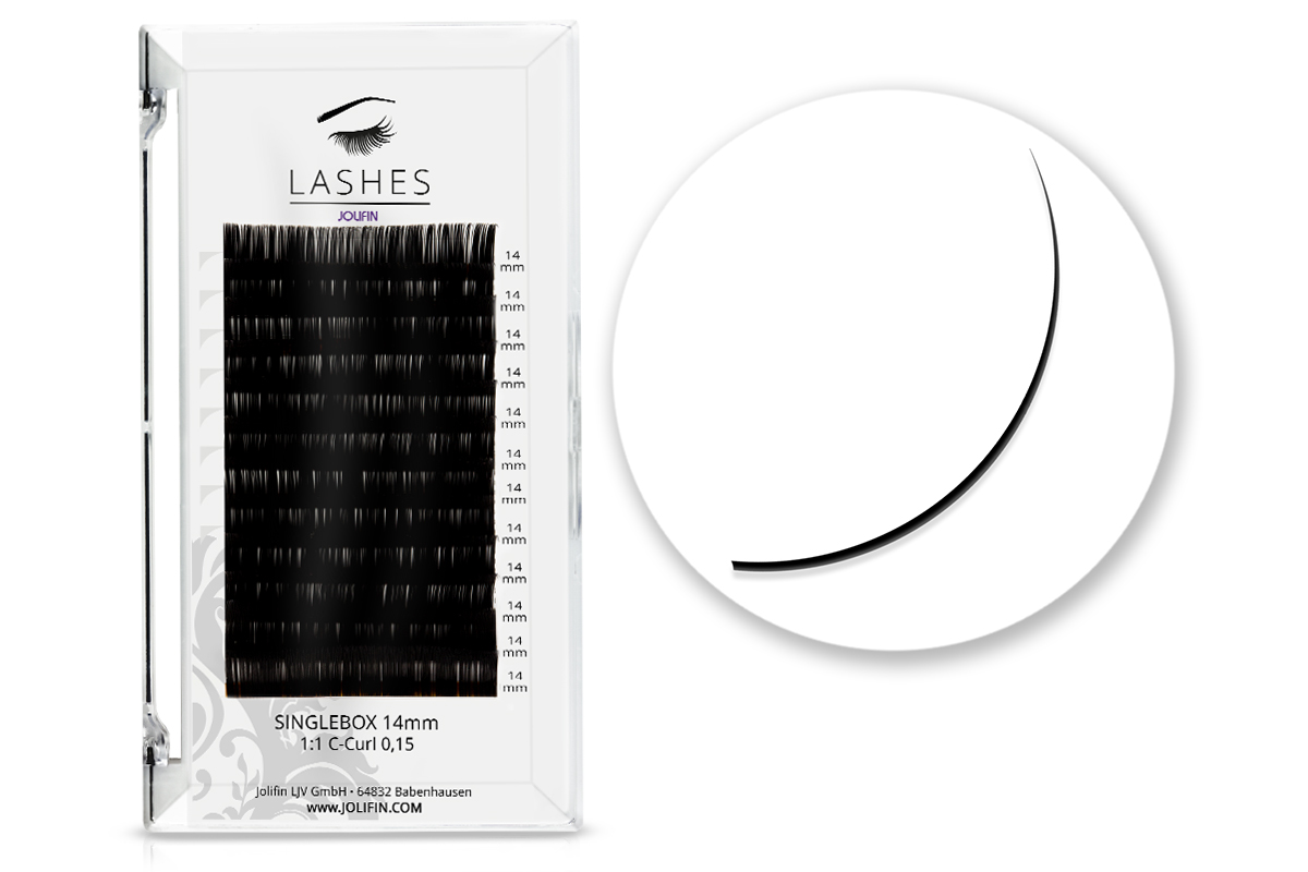 Jolifin Lashes - SingleBox 14mm - 1:1 C-Curl 0,15