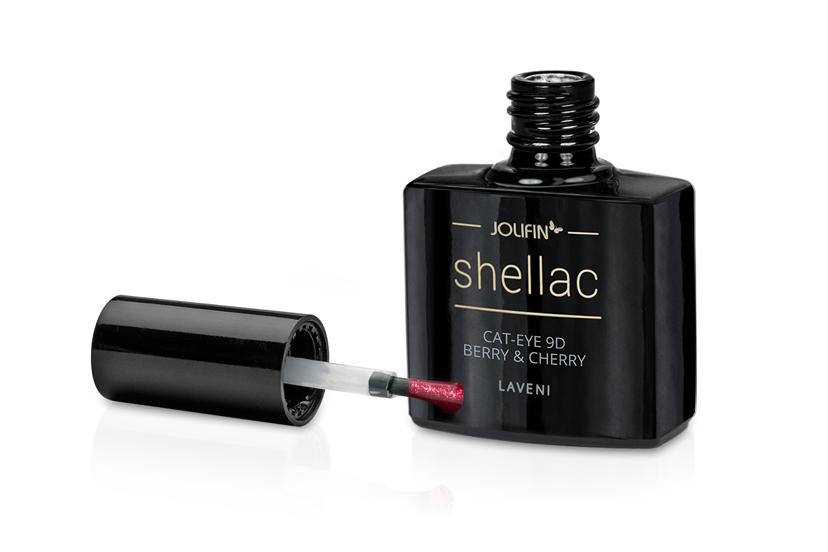 Jolifin LAVENI Shellac - Cat-Eye 9D berry & cherry 10ml