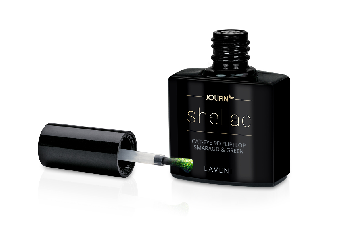 Jolifin LAVENI Shellac - Cat-Eye 9D FlipFlop smaragd & green 10ml