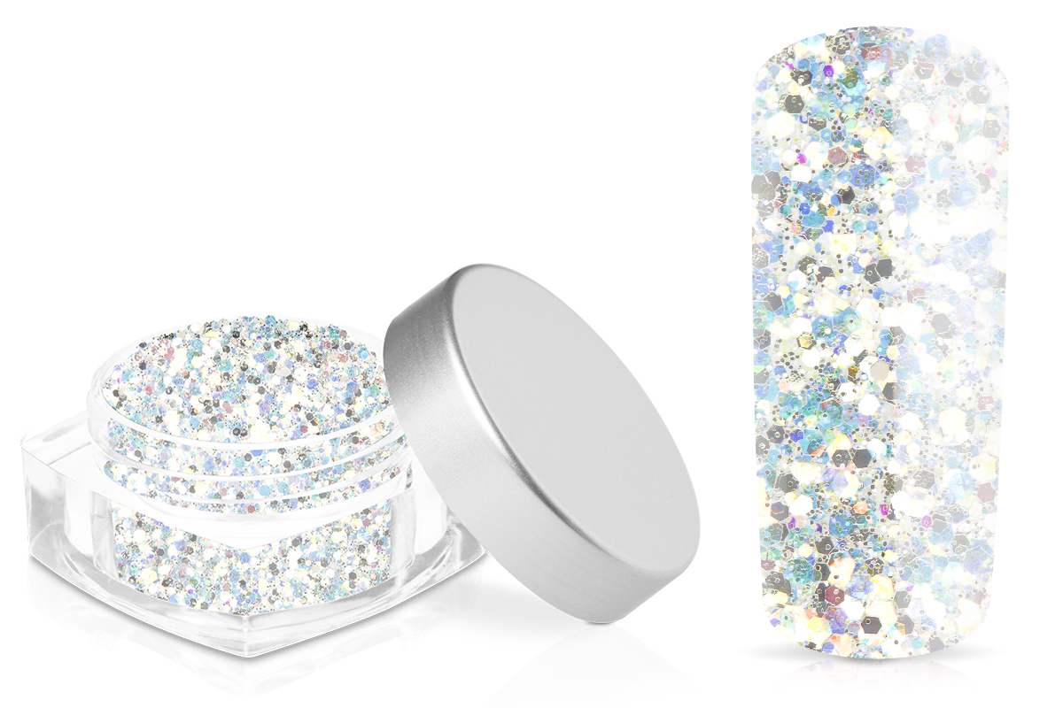 Jolifin Hexagon Glitter white rainbow