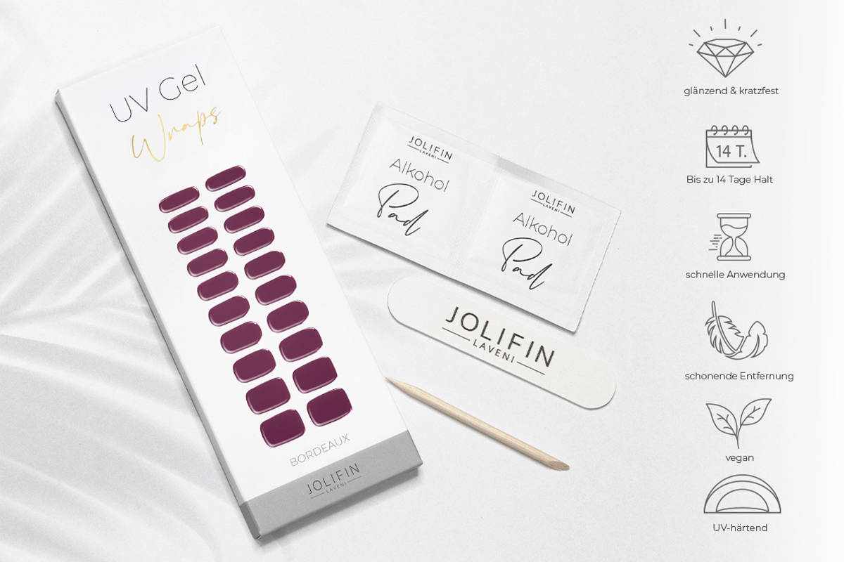 Jolifin LAVENI UV Gel-Wraps - bordeaux