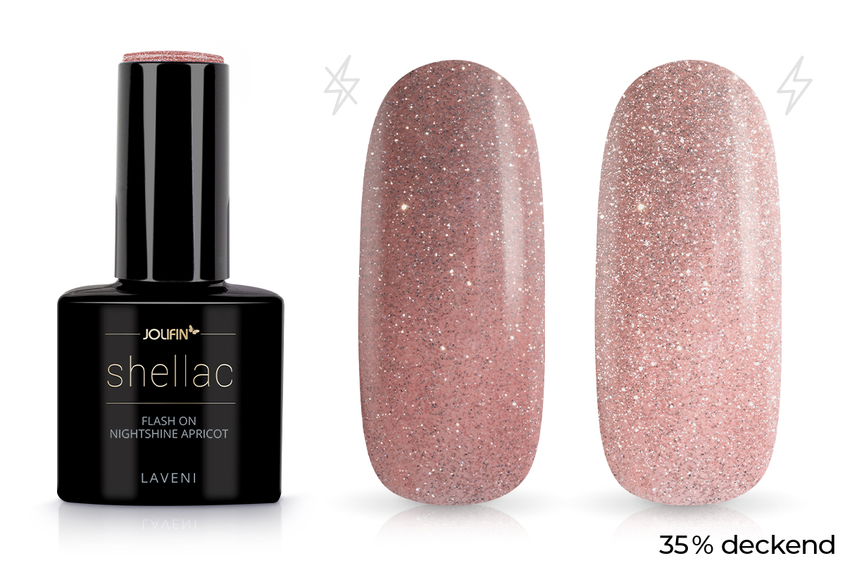 Jolifin LAVENI Shellac - FlashOn Nightshine apricot 10ml