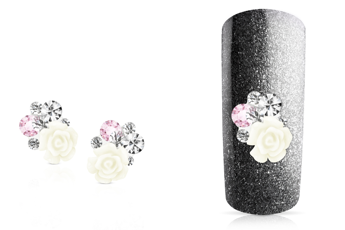 Jolifin Overlay Strass mit Rose weiß