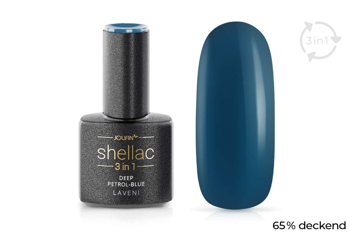 Jolifin LAVENI 3in1 Shellac - deep petrol-blue 10ml