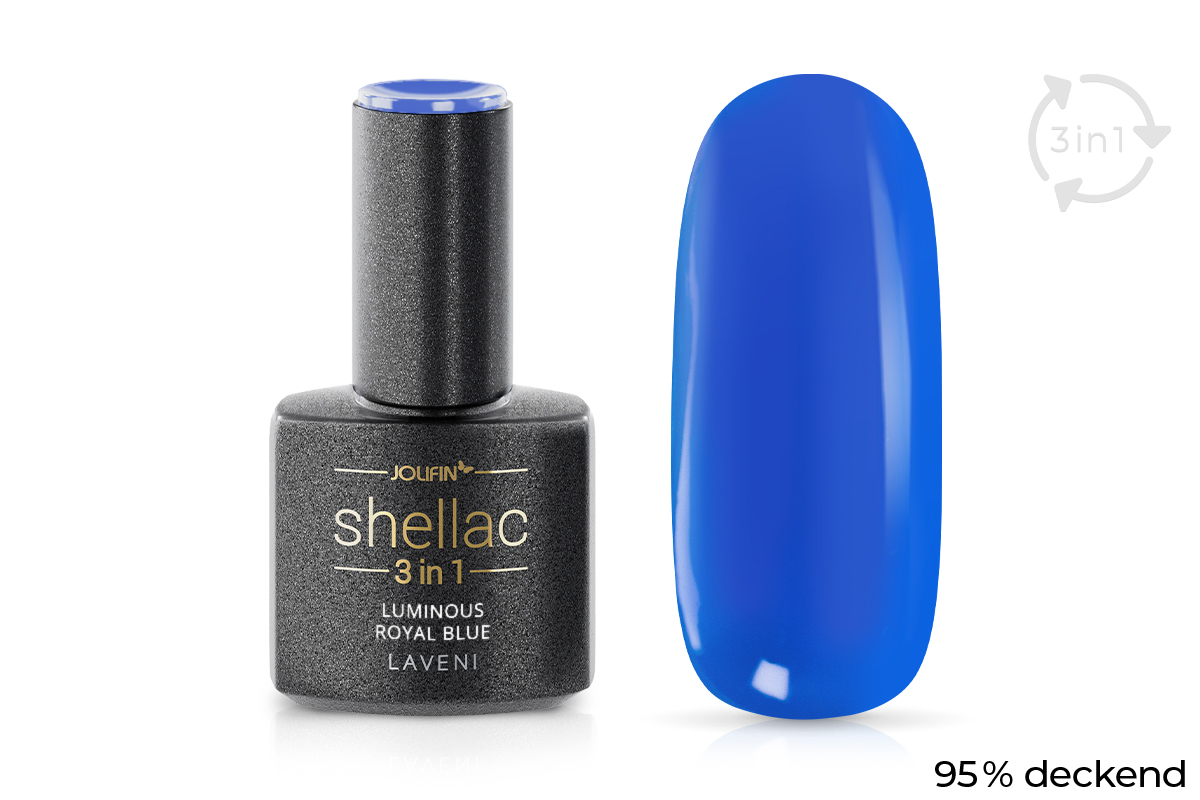Jolifin LAVENI 3in1 Shellac - luminous royal blue 10ml