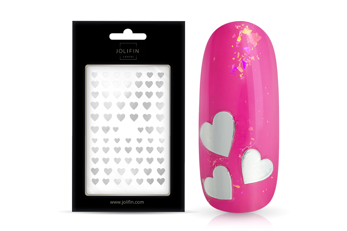 Jolifin LAVENI Sticker - Hearts silver 