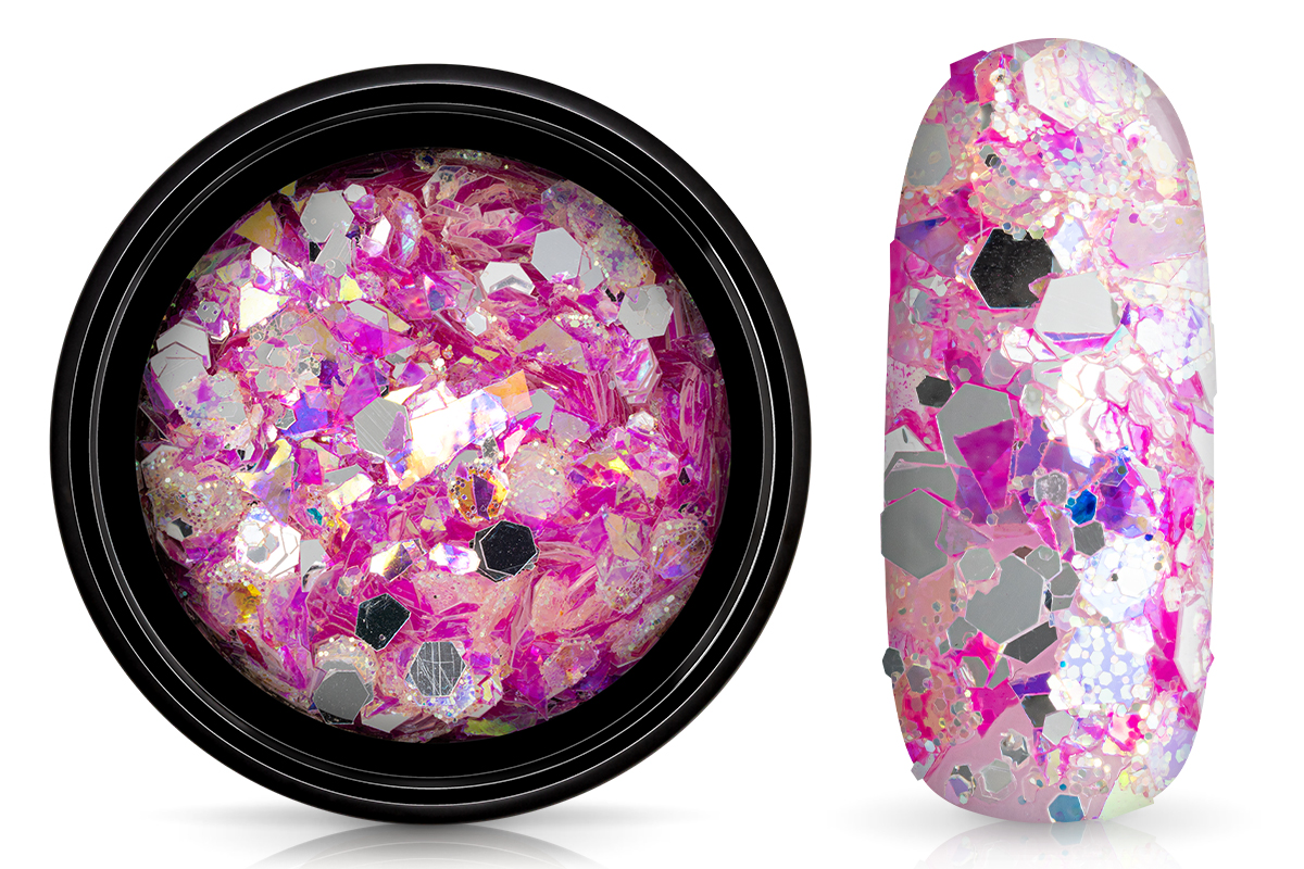 Jolifin LAVENI Hexagon Glitter - Aurora silver-dragonfruit