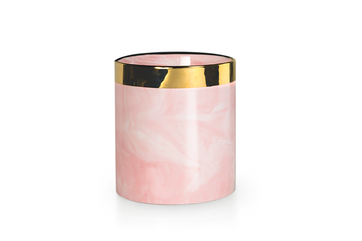 Jolifin LAVENI PRO - Round ceramic brush holder pink