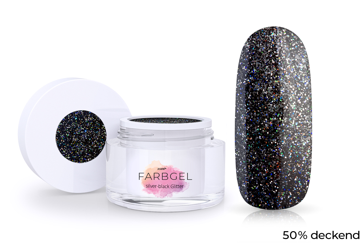 Jolifin colour gel silver-black glitter 5ml