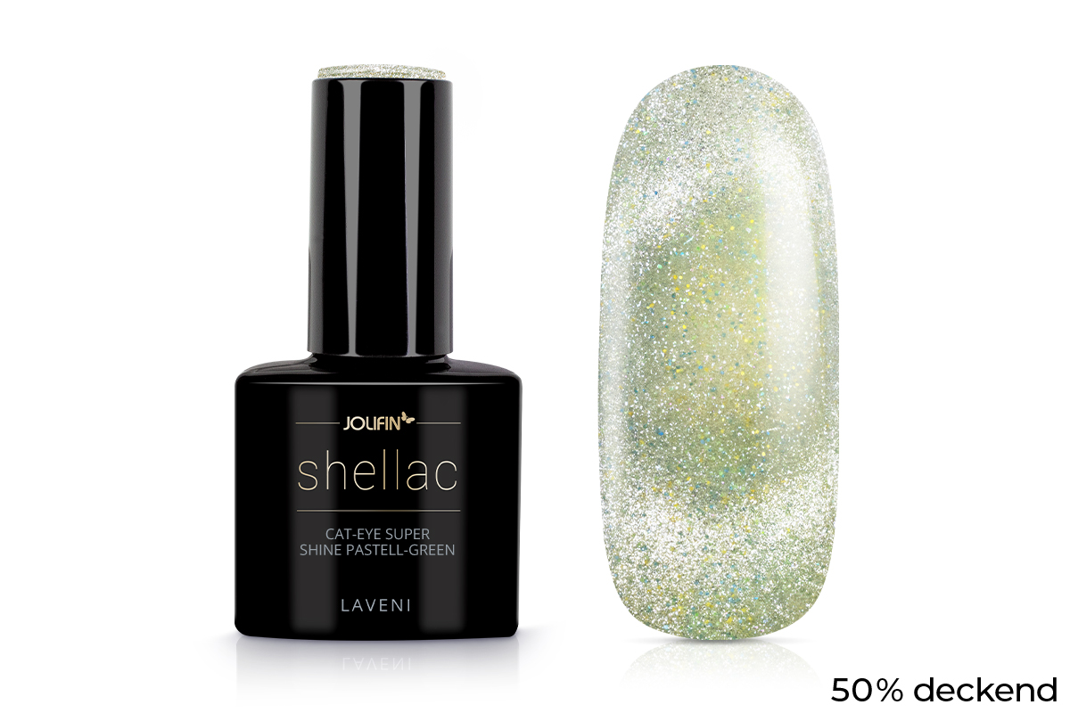 Jolifin LAVENI Shellac - Cat-Eye super shine pastell-green 10ml