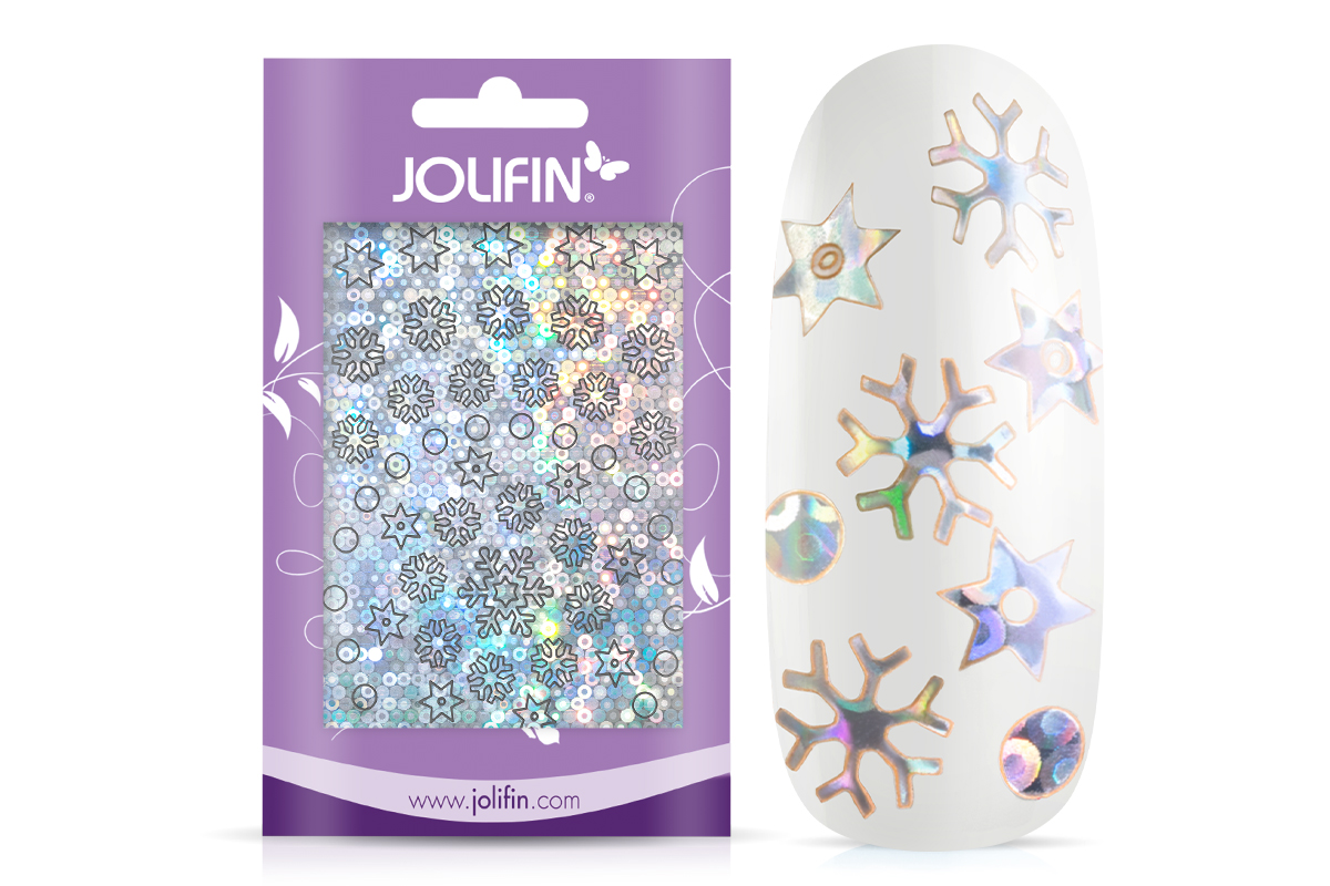 Jolifin Hologramm Sticker  - Snowflakes silver Galaxy