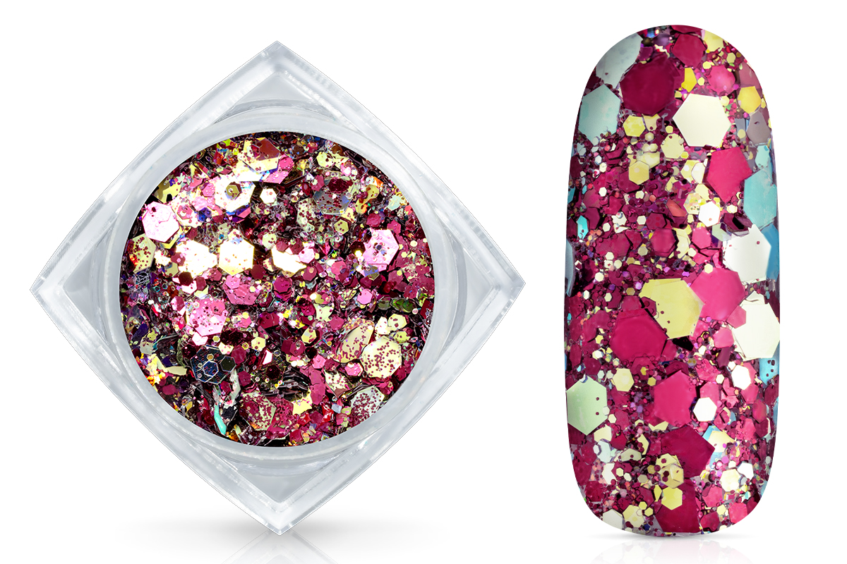 Jolifin Hexagon Glittermix - bordeaux