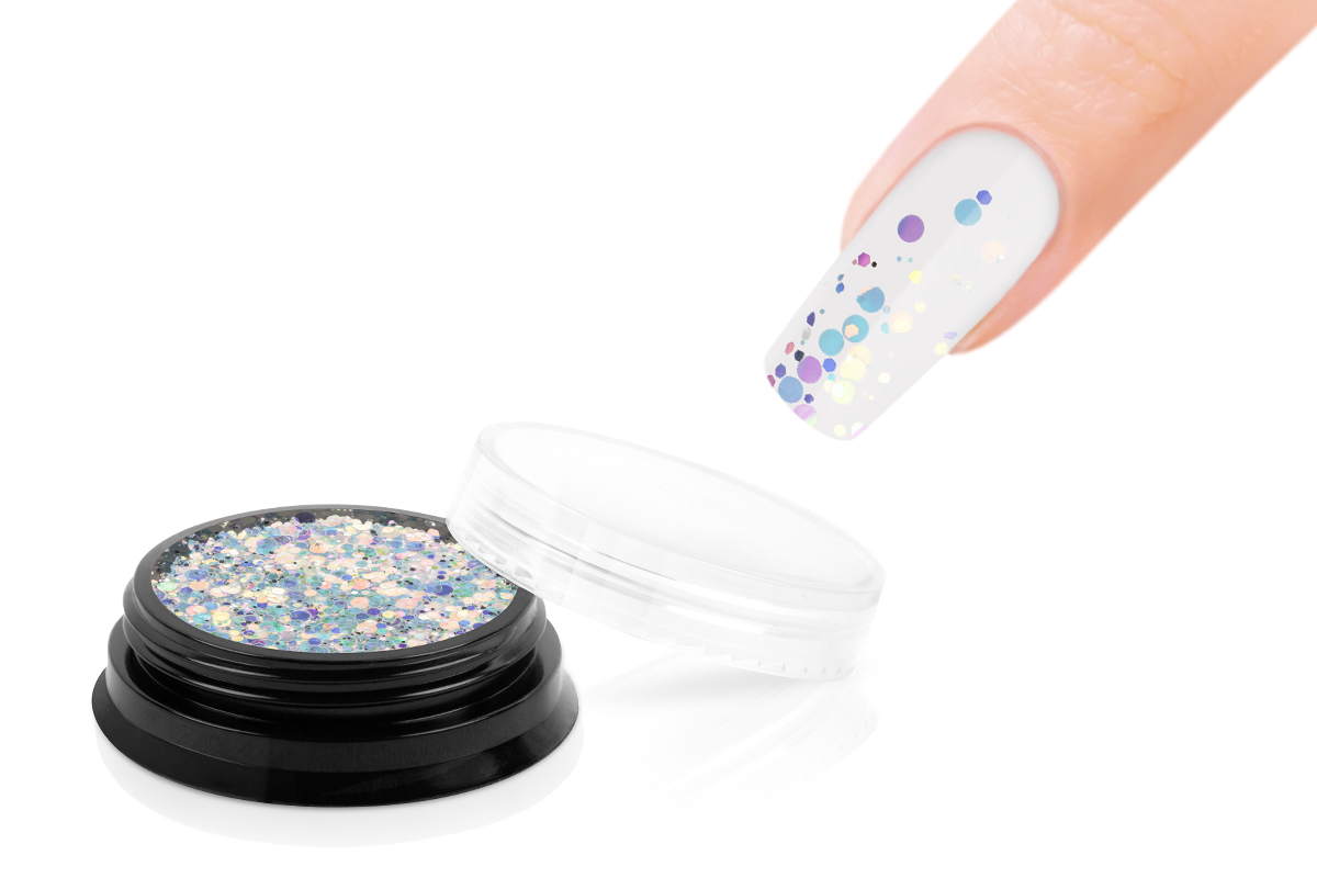 Jolifin LAVENI Glossy Mirror Glitter - white rainbow