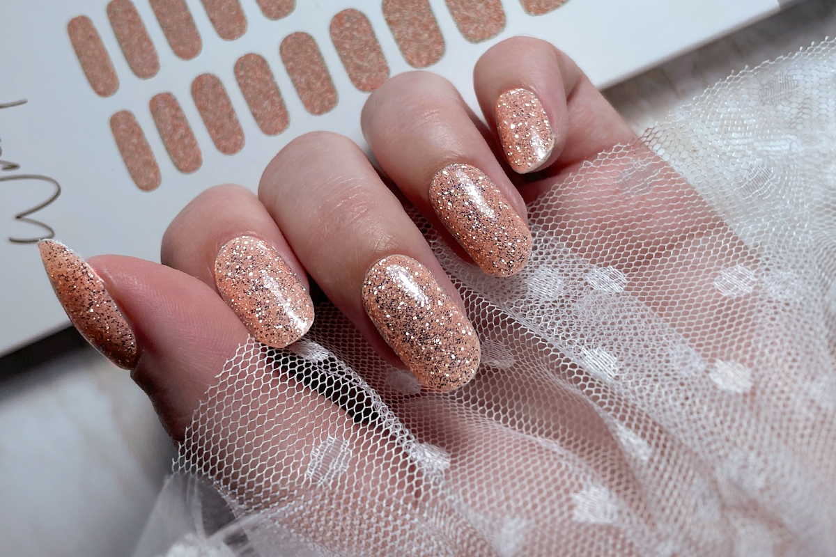 Jolifin LAVENI UV Gel-Wraps - rosy Glitter