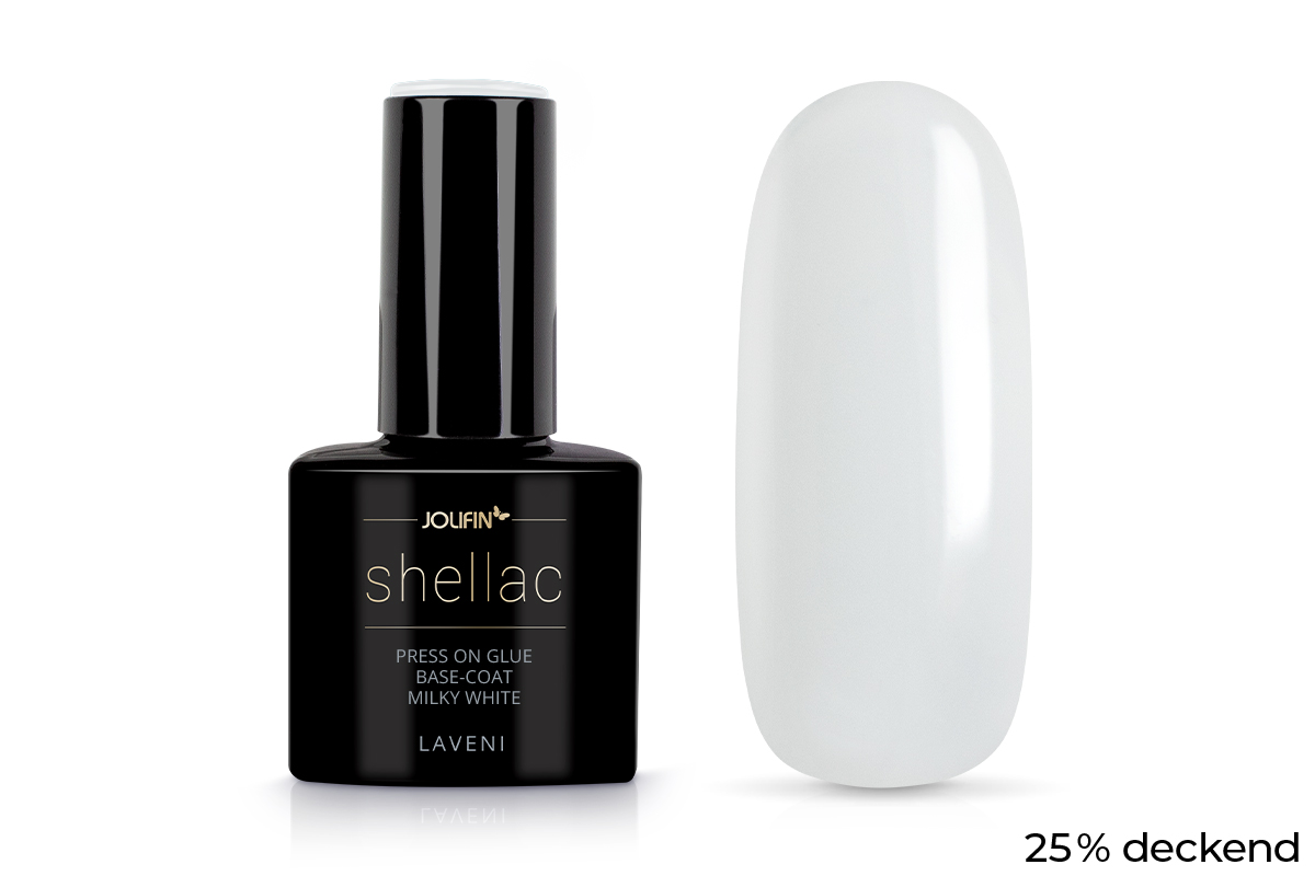 Jolifin LAVENI Shellac PressOn - Glue Base-Coat milky white 10ml