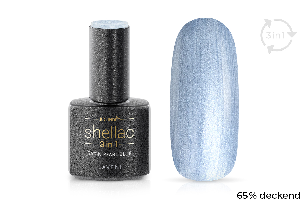 Jolifin LAVENI 3in1 Shellac - satin pearl blue 10ml