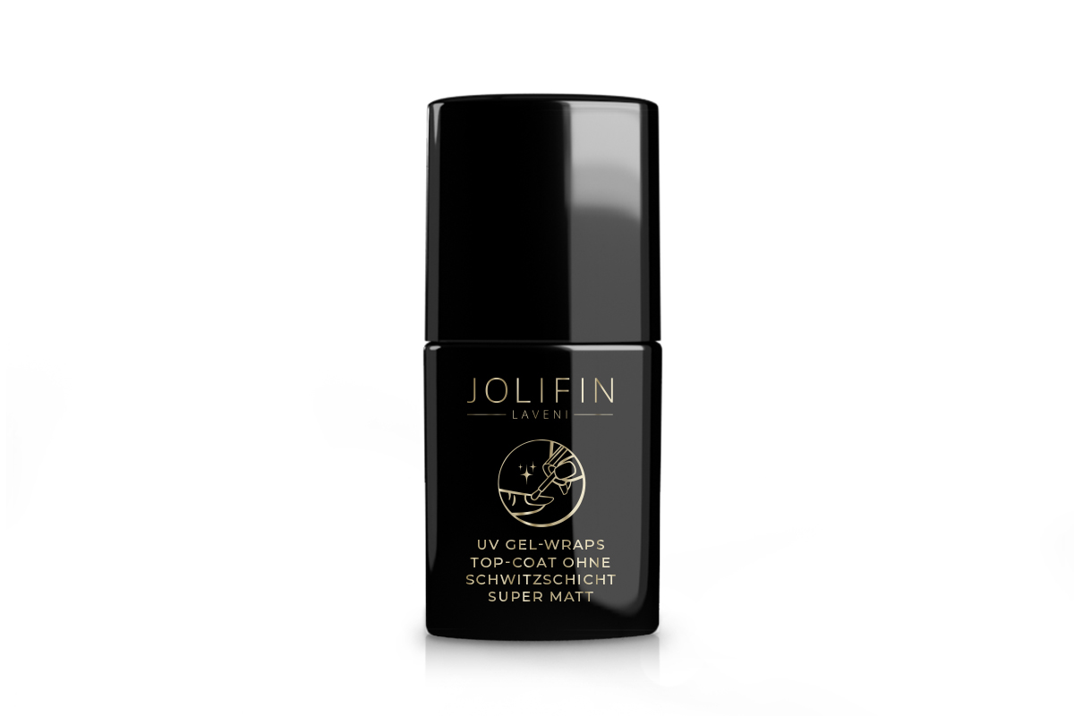 Jolifin LAVENI UV Gel-Wraps - Top-Coat ohne Schwitzschicht super matt 11ml