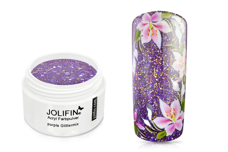 Jolifin Acryl Farbpulver - purple Glittermix 5g