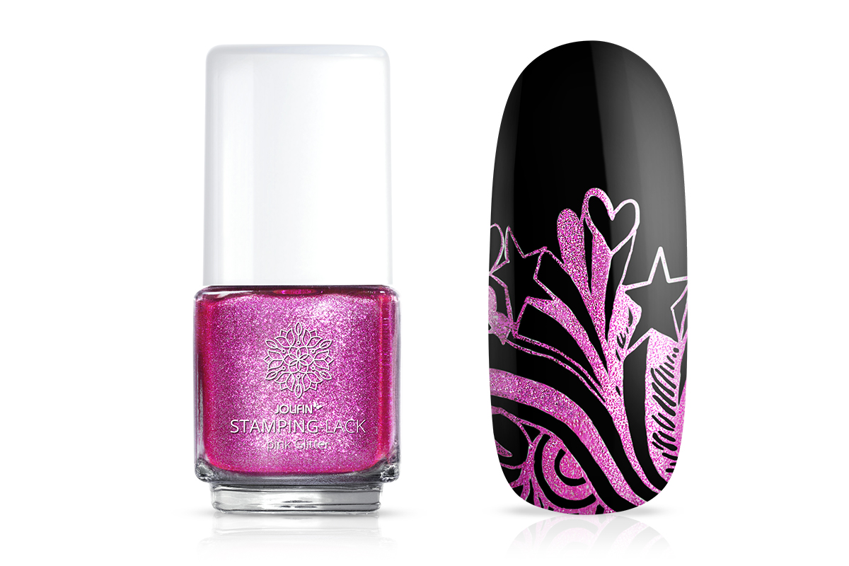 Jolifin Stamping-Lack - pink Glitter 12ml