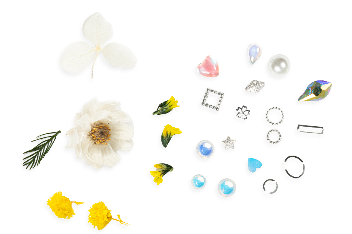 Jolifin Nailart Display - Dried Flowers & Einleger Mix white