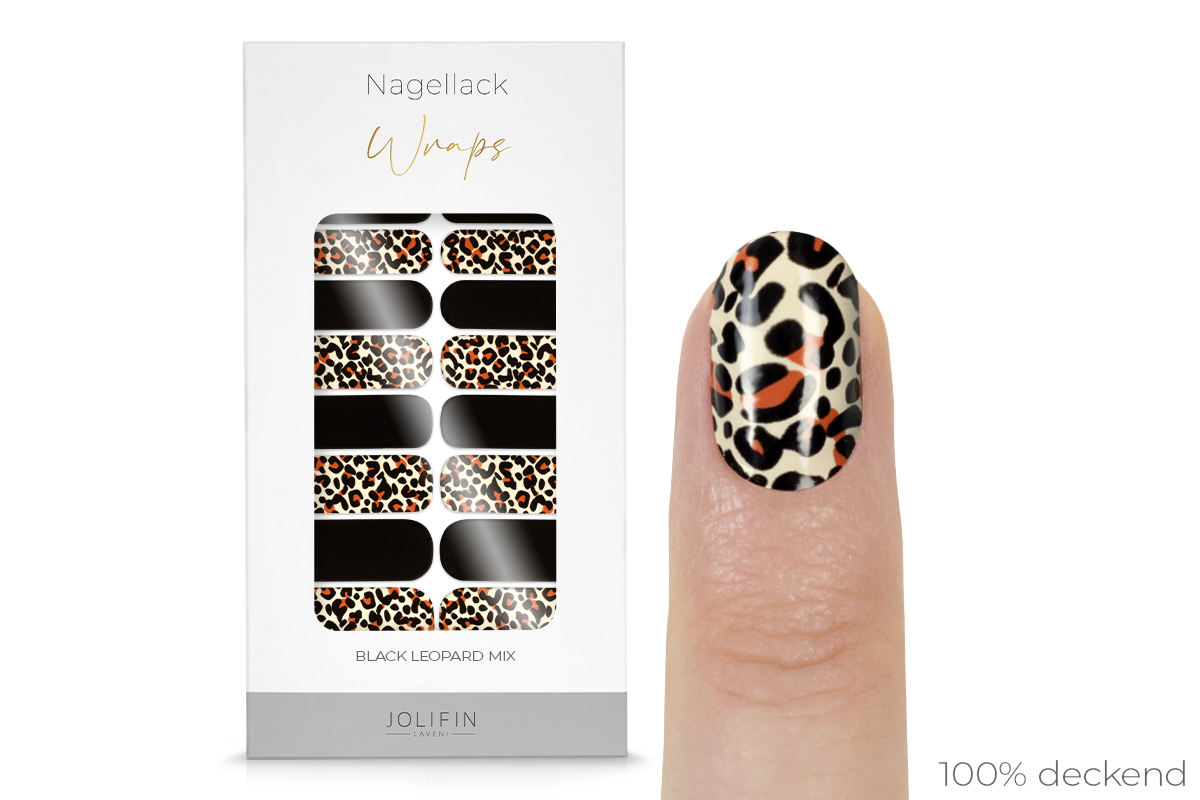 Jolifin LAVENI Nagellack-Wraps - black leopard mix