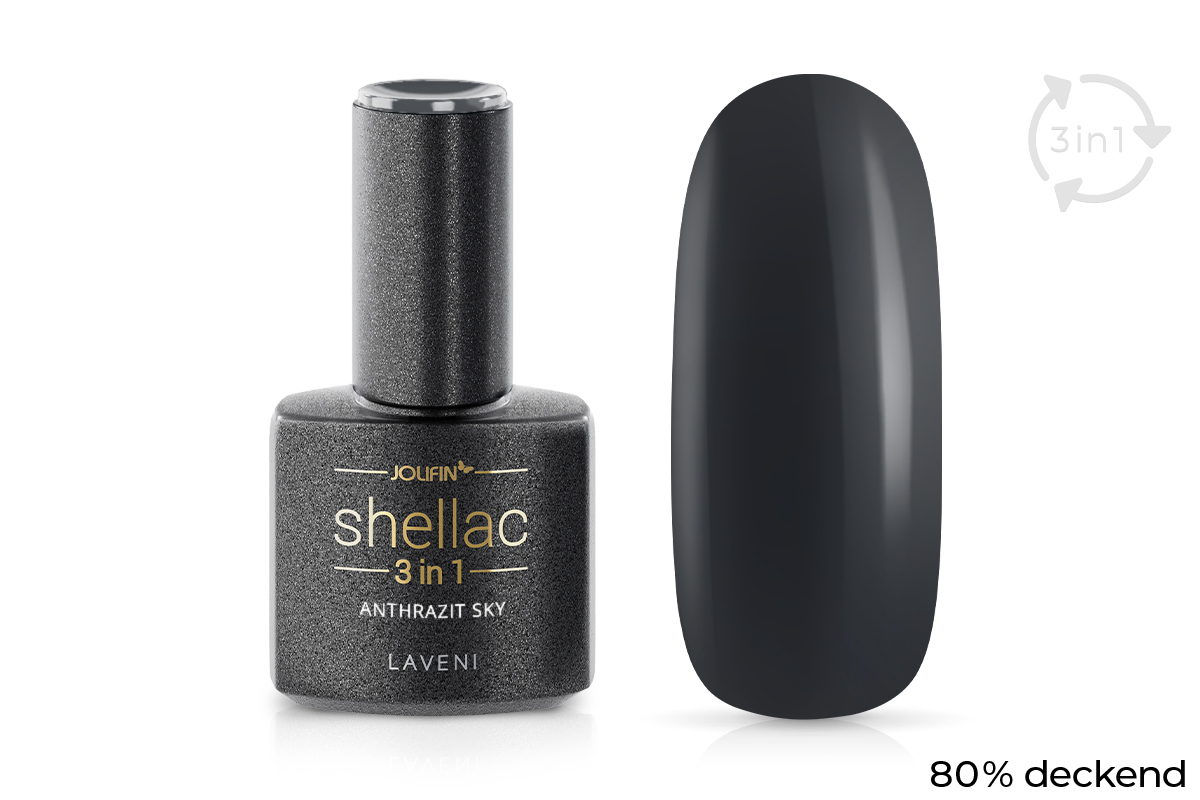 Jolifin LAVENI 3in1 Shellac - anthrazit sky 10ml