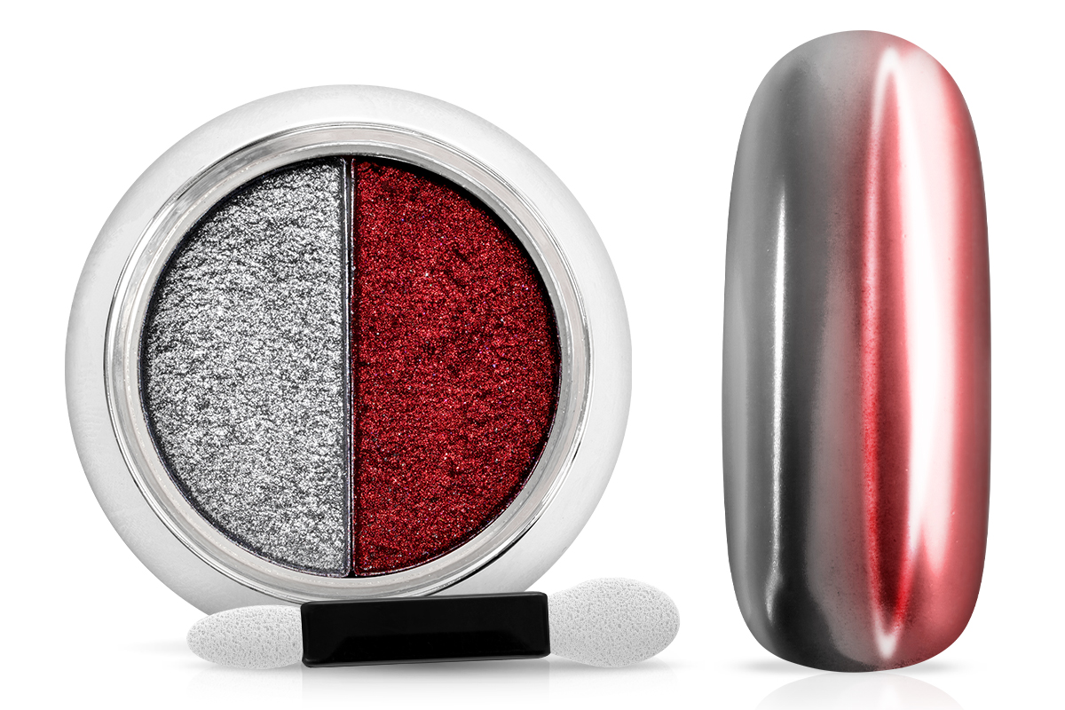 Jolifin Mirror-Chrome Compact Pigment - silver & red