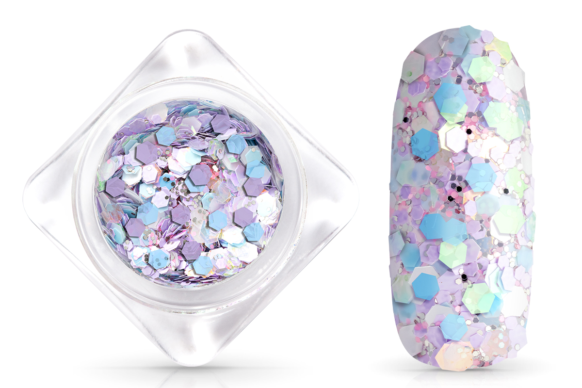 Jolifin Hexagon Glittermix - pastell blue-lavender