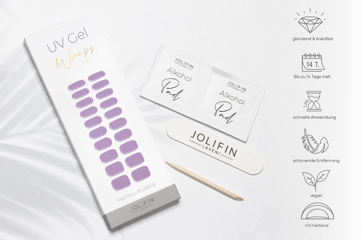 Jolifin LAVENI UV Gel-Wraps - pastell-purple