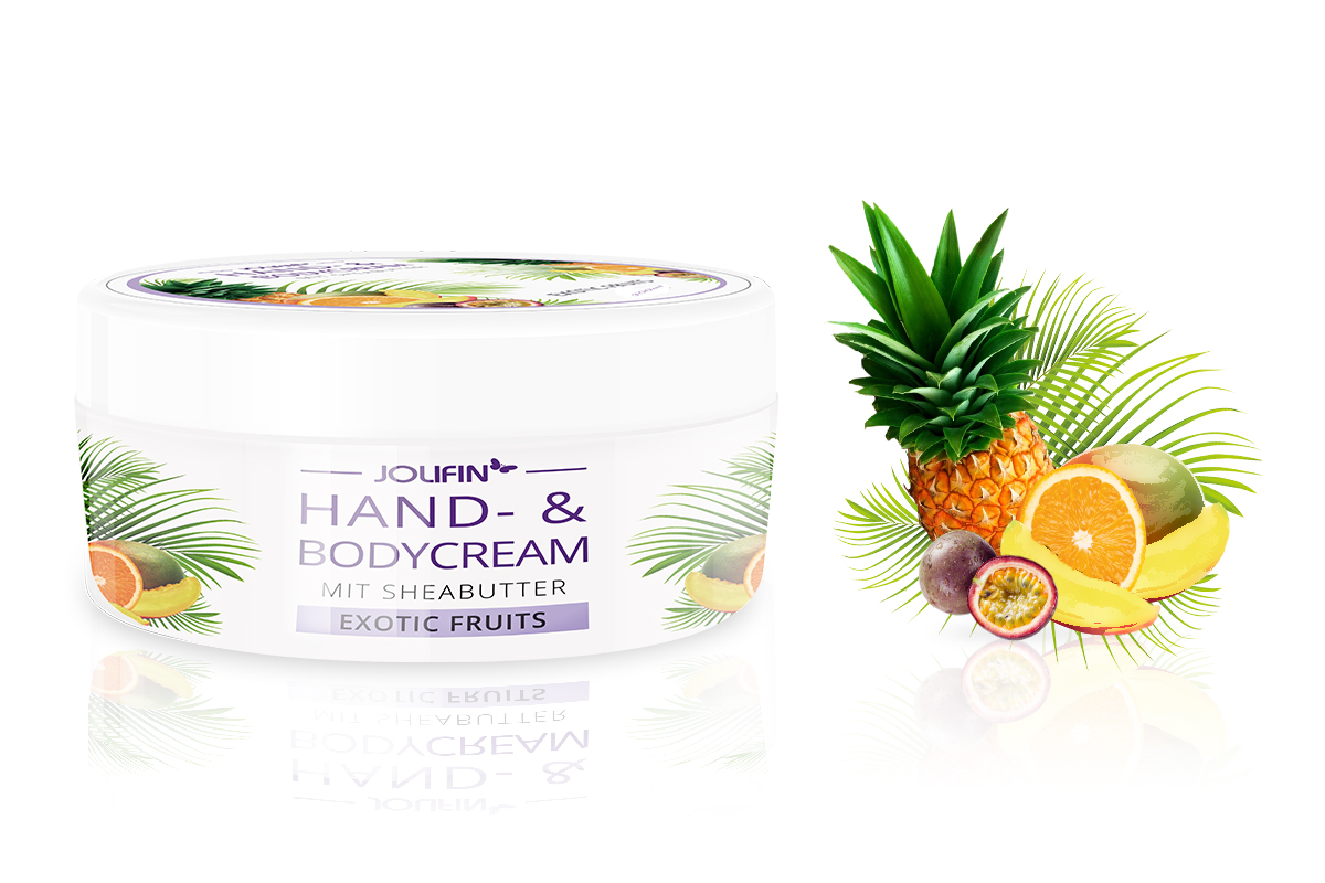 Jolifin Hand- & Bodycream mit Sheabutter - exotic fruits 300ml