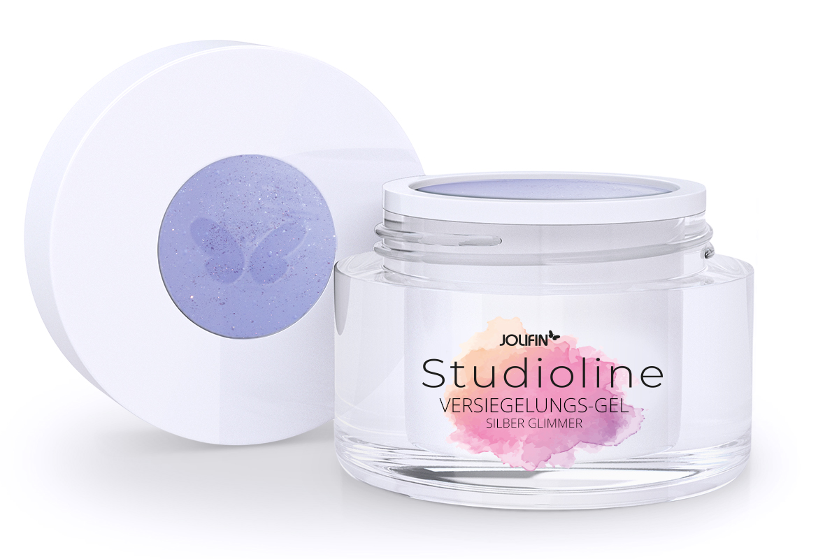 Jolifin Studioline - Versiegelungs-Gel silber Glimmer 30ml