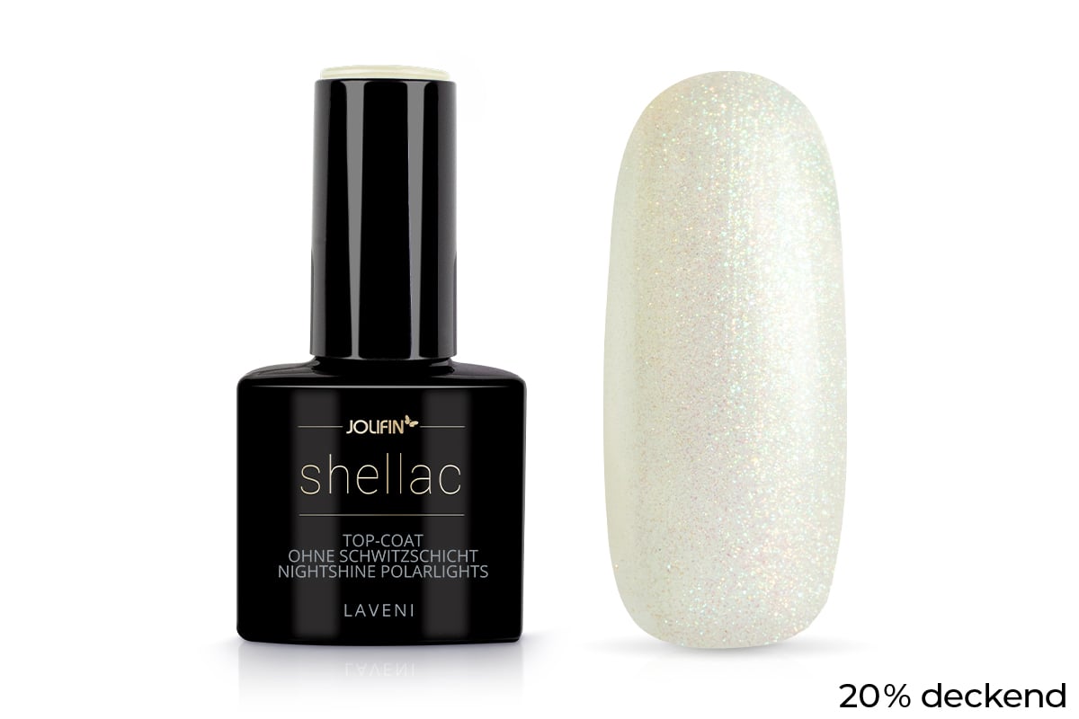 Jolifin LAVENI Shellac - Top-Coat without sweat layer nightshine polarlights 10ml