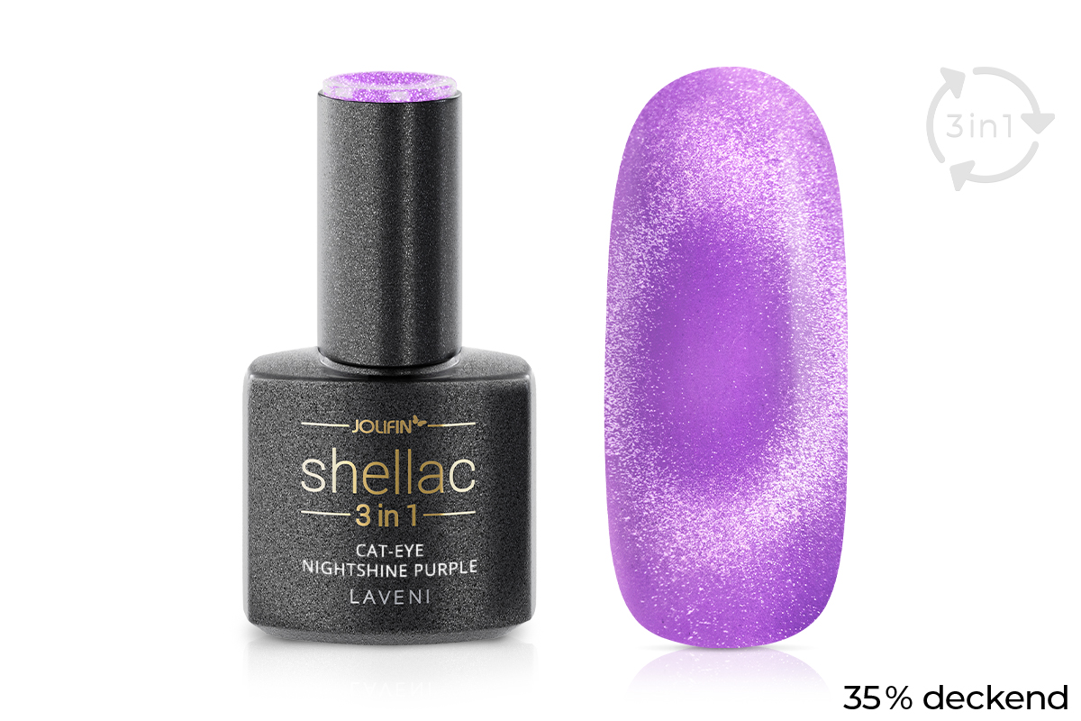 Jolifin LAVENI 3in1 Shellac - Cat-Eye Nightshine purple 10ml