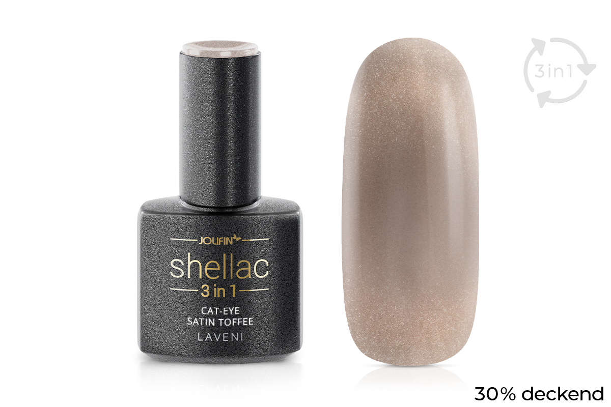 Jolifin LAVENI 3in1 Shellac - Cat-Eye satin toffee 10ml
