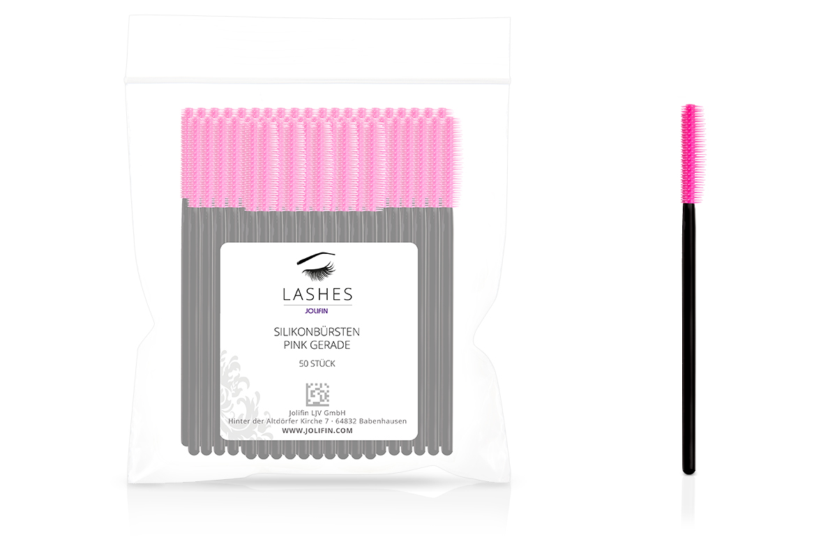 Jolifin Lashes - Silikonbürsten pink gerade - 50 Stück