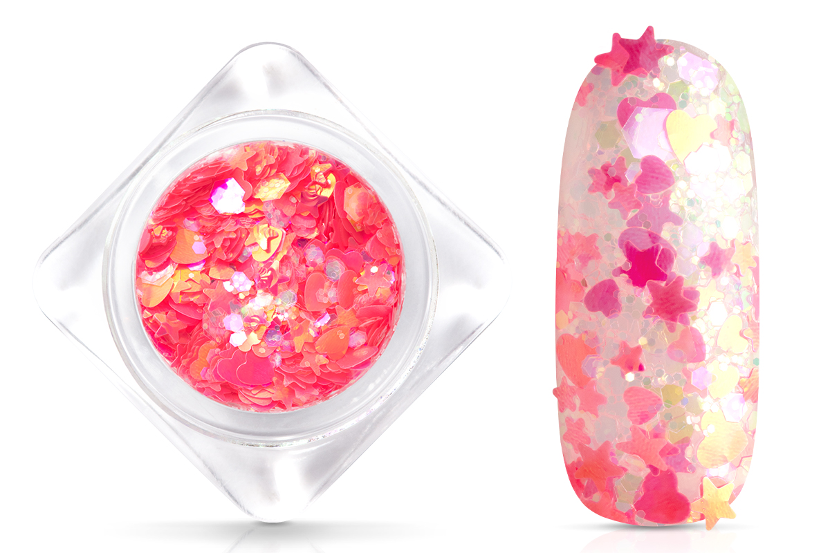 Jolifin Hearts Glittermix - watermelon pink