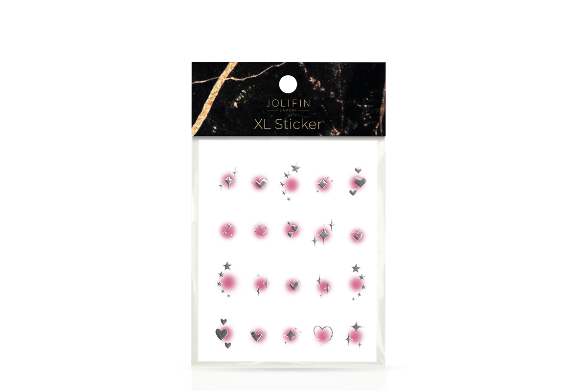 Jolifin LAVENI XL Sticker - silver hearts & stars aura pink