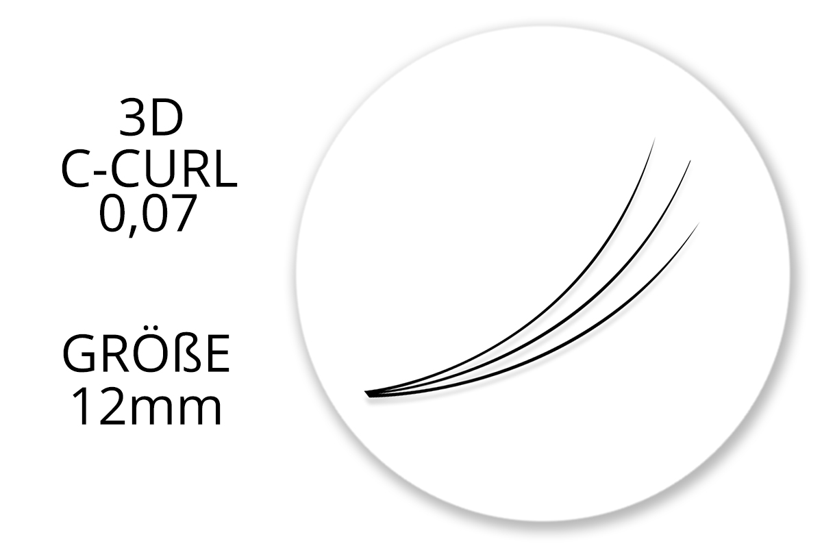 SingleBox 12mm - 3D Wimpernfächer C-Curl 0,07