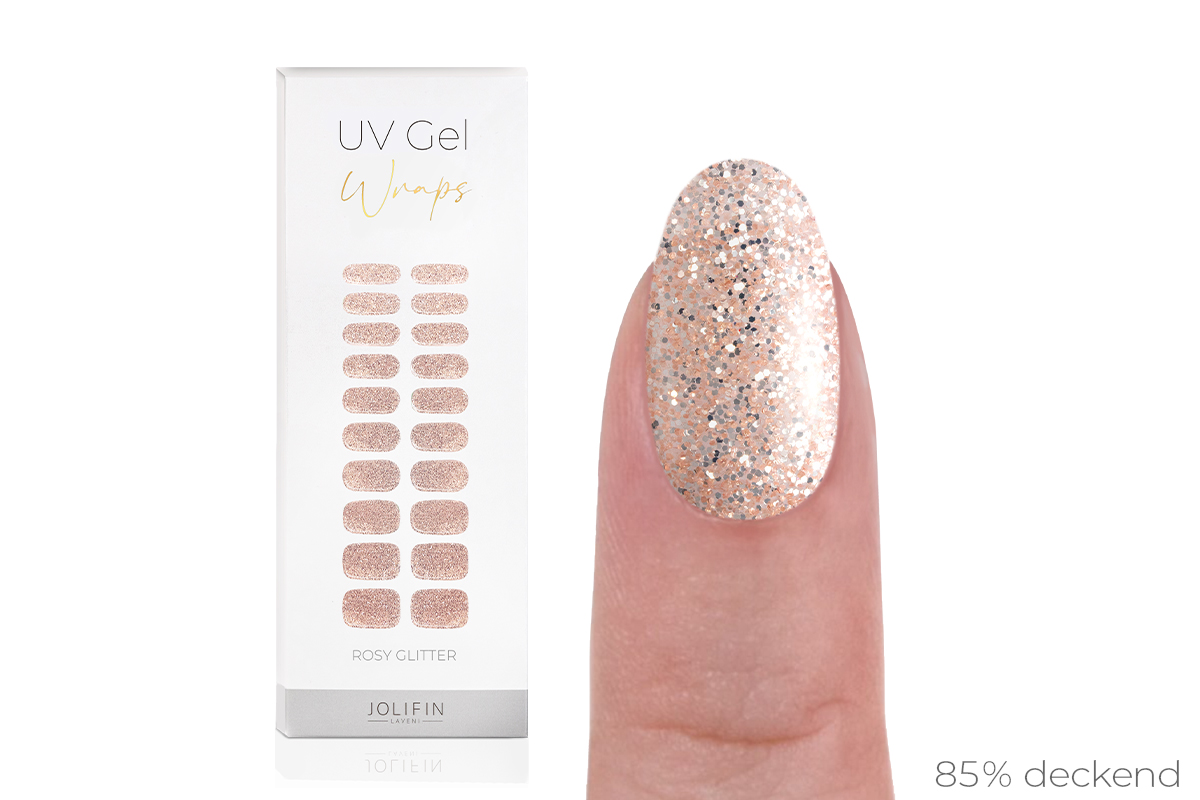 Jolifin LAVENI UV Gel-Wraps - rosy Glitter
