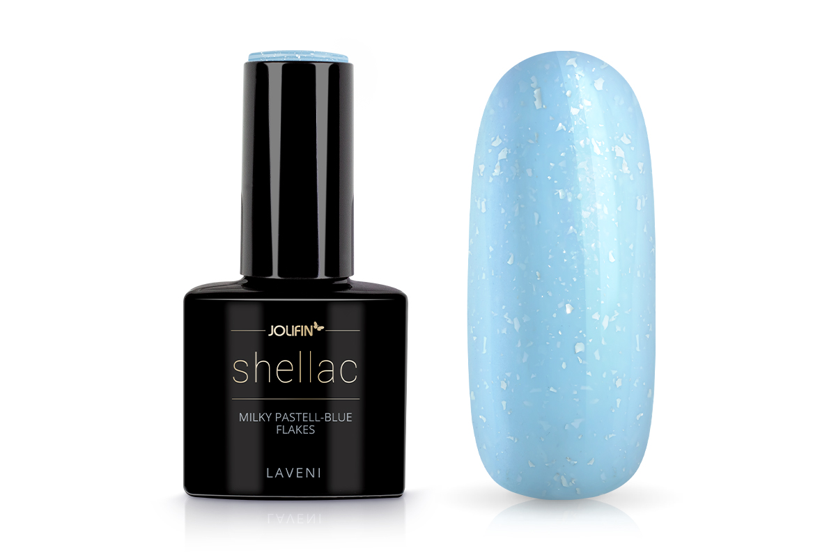 Jolifin LAVENI Shellac - milky pastell-blue flakes 10ml