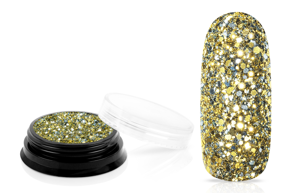 Jolifin LAVENI Luxury Glitter - champagne smaragd