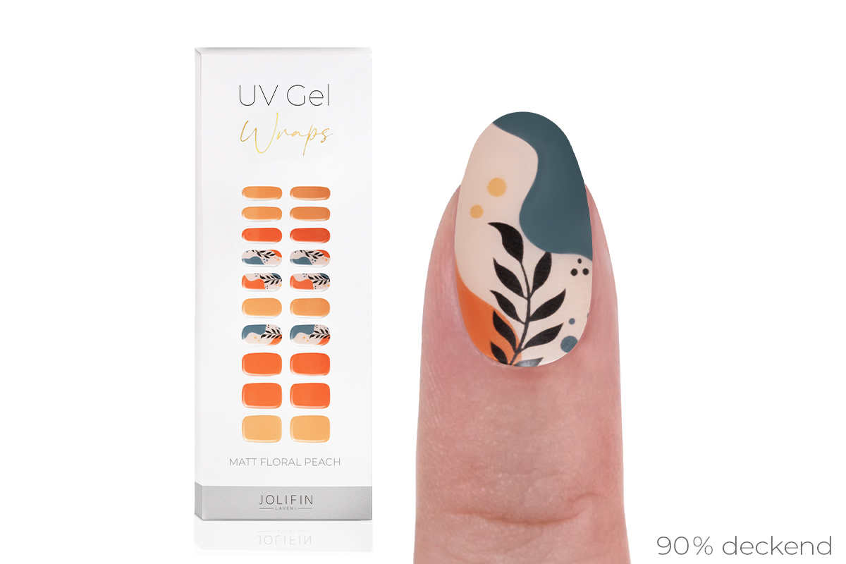 Jolifin LAVENI UV Gel Wraps - matt floral peach